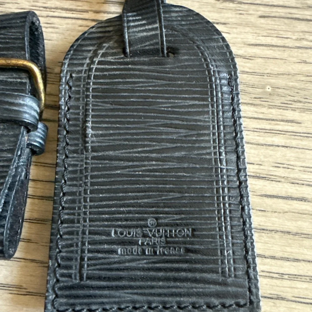 Louis Vuitton Black Epi Leather Luggage Tag & Strap